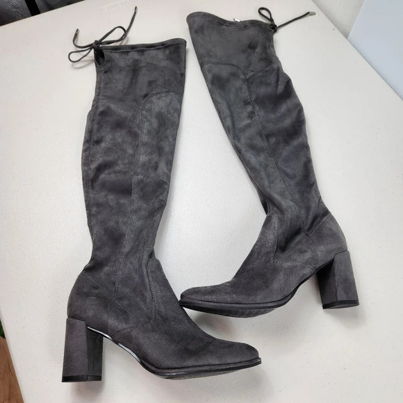 MARC FISHER Grey Gray LOCKET SUEDE OVER THE KNEE BOOT Size 7 1/2 M - Picture 6 of 14
